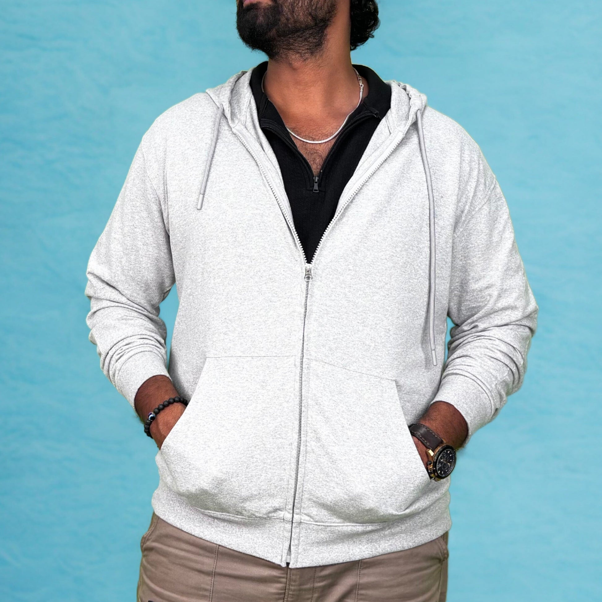 Solid Custom Backpack Zip Up Hoodie