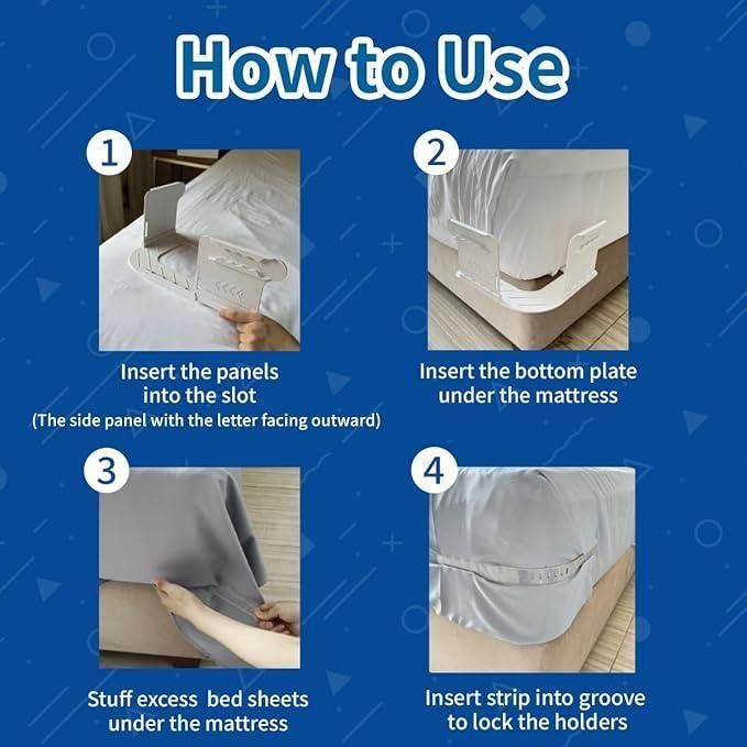 🛏️ Bedsheet Lock Holder (4pc) – Secure, Firm & Slip-Free Bedding Solution