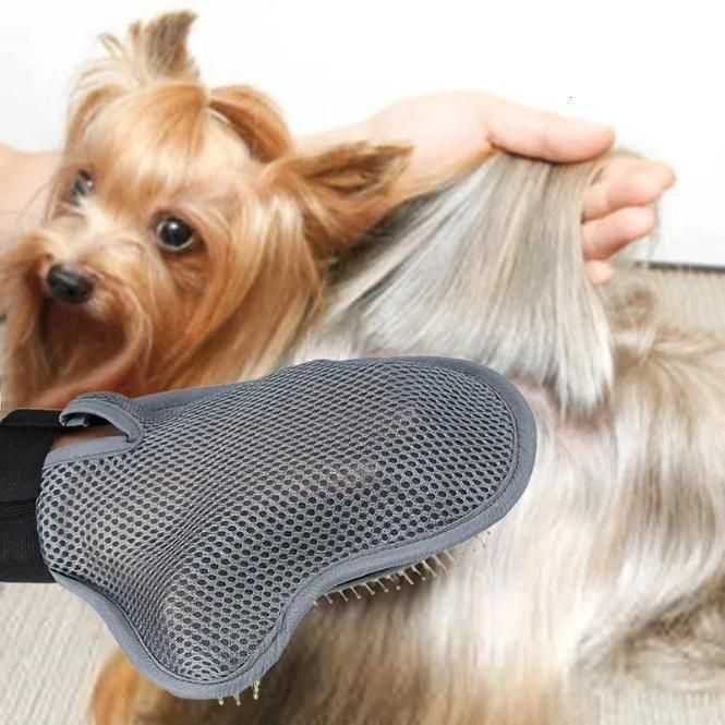 🐾✨ Stainless Steel Pet Grooming Glove - Gentle Deshedding Brush