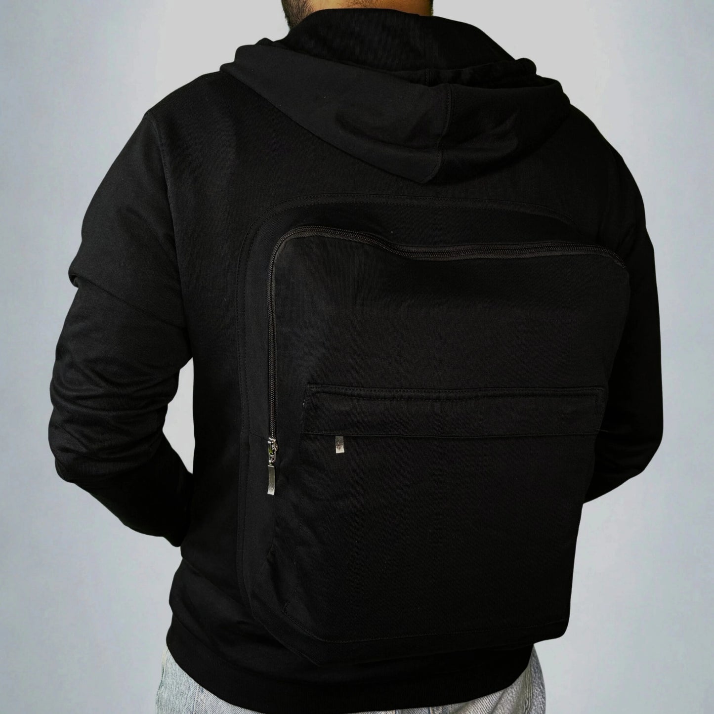 Solid Custom Backpack Zip Up Hoodie
