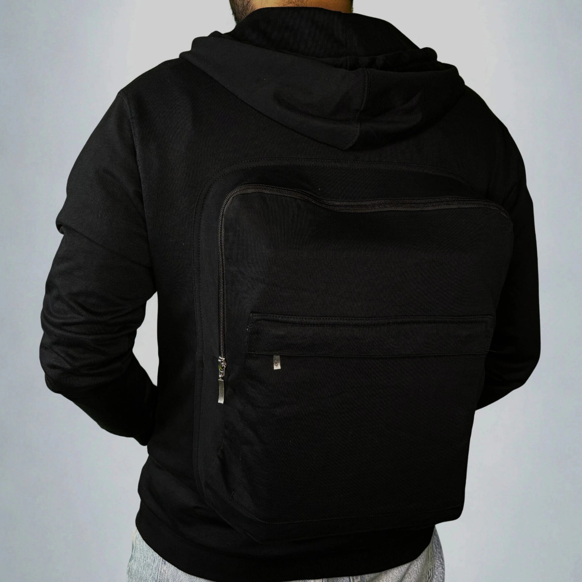 Solid Custom Backpack Zip Up Hoodie