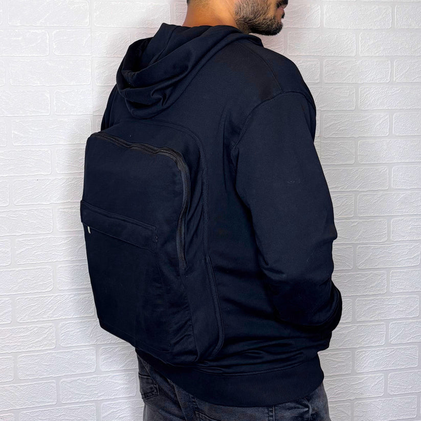 Solid Custom Backpack Zip Up Hoodie