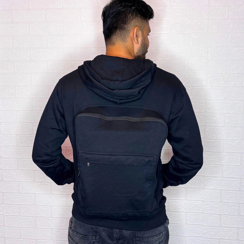 Solid Custom Backpack Zip Up Hoodie