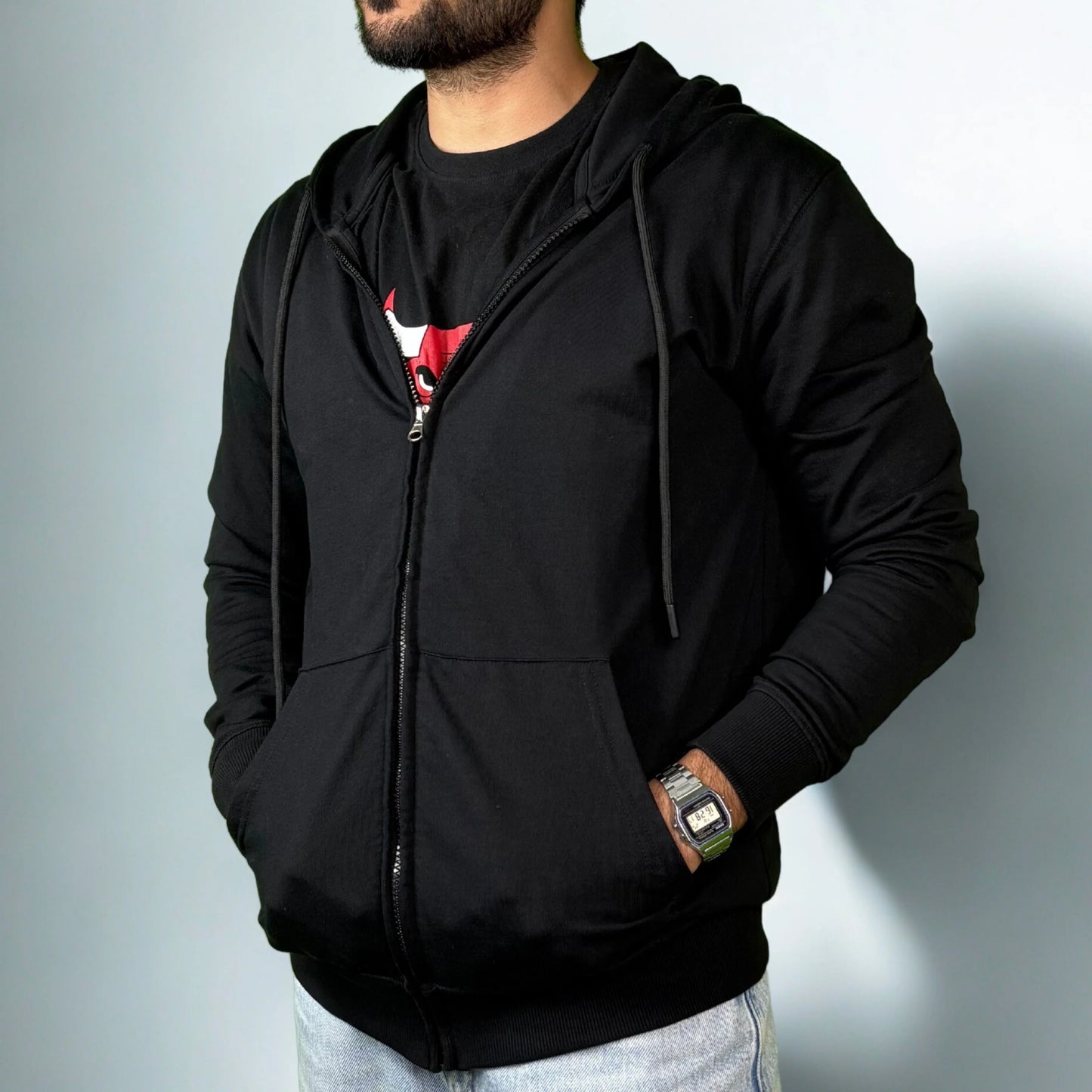 Solid Custom Backpack Zip Up Hoodie