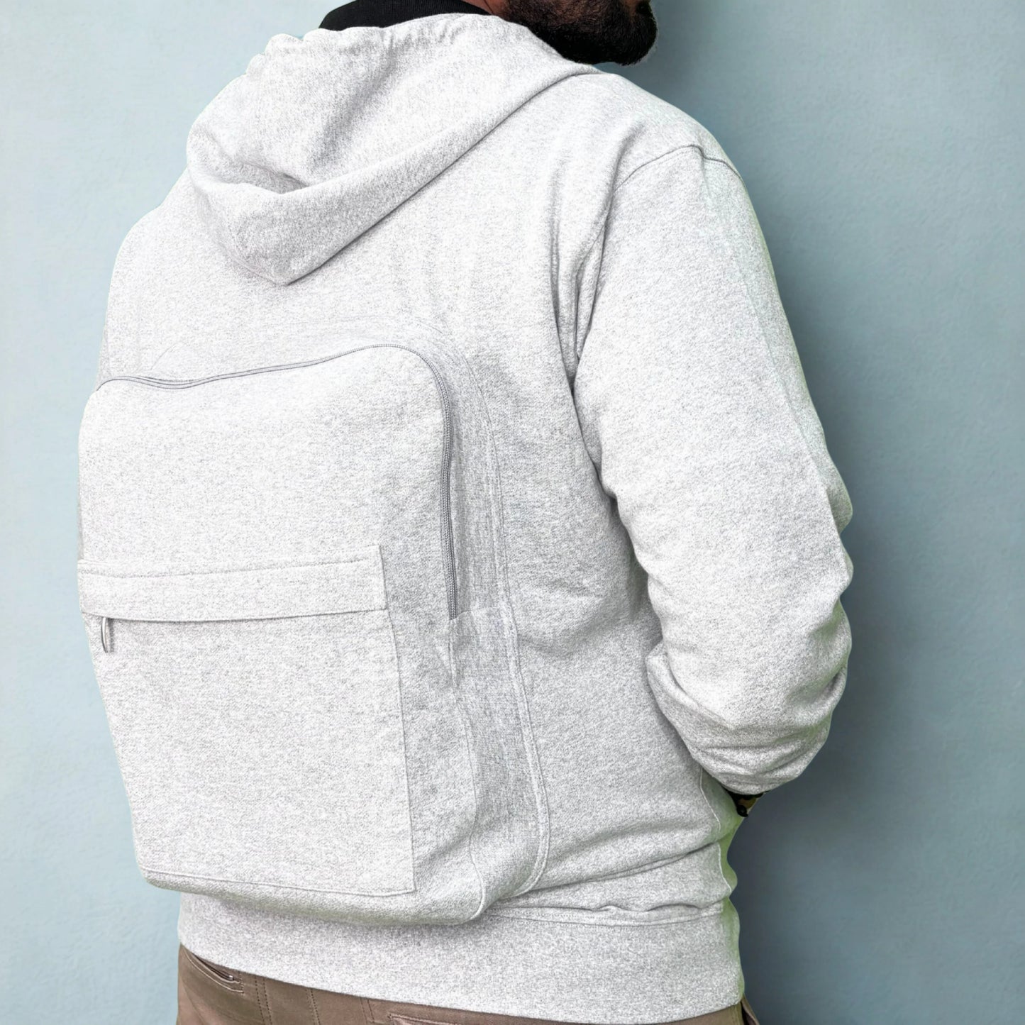 Solid Custom Backpack Zip Up Hoodie